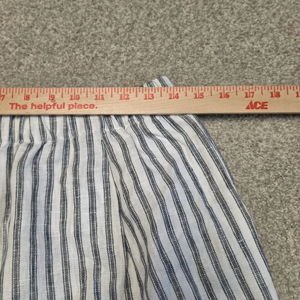 Reformation Green White Striped Linen Wide Leg Pants Elastic Waist Small